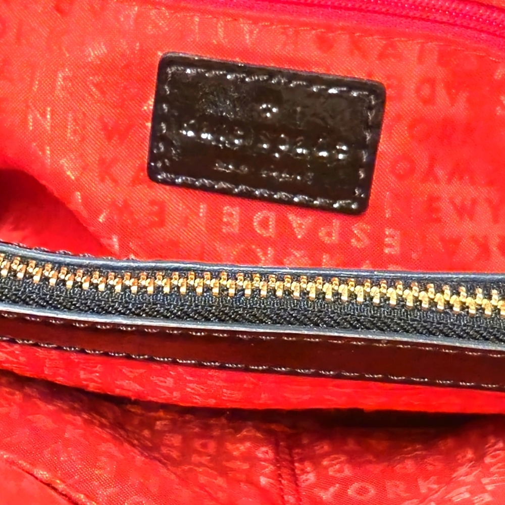 Kate Spade Vintage Shoulder Bag Animal Print Patent Leather Straps Red Interior - Picture 10 of 13